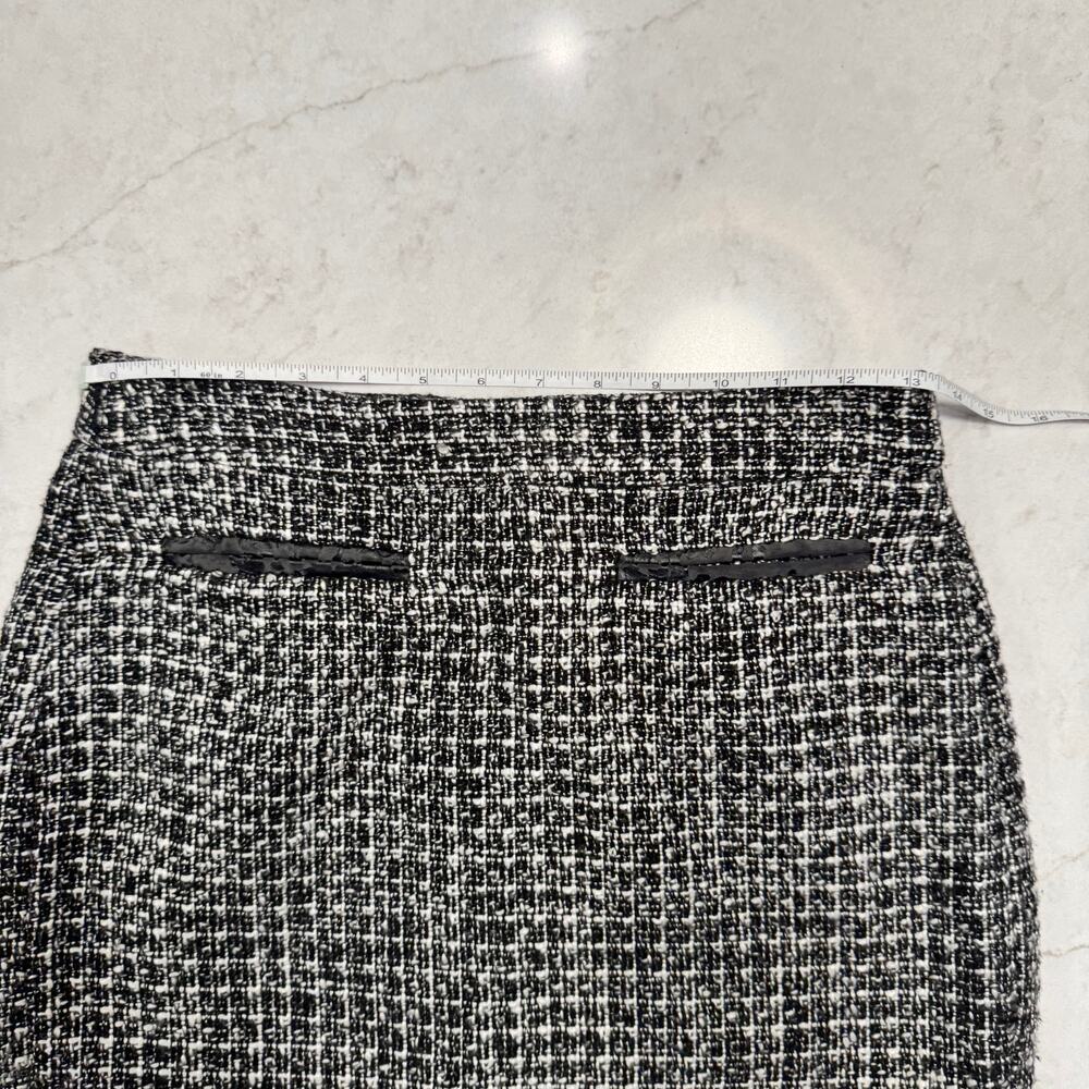 Worthington Black & White Tweed Pencil Skirt Women's 2 Back Slit Preppy Office - Picture 5 of 15